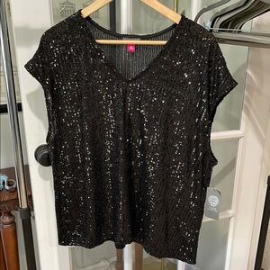 Vince Camuto Black Relaxed Sequin Blouse